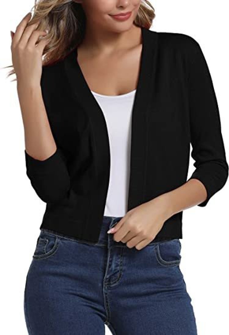Jade Cardigan Dame | Åben Front, 3/4-Ærmer, Alsidig Styling 8
