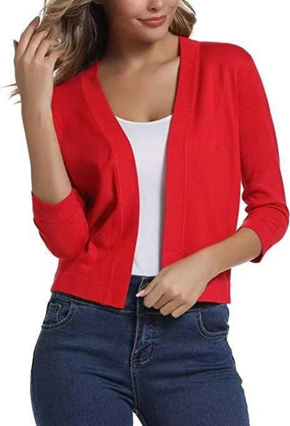 Jade Cardigan Dame | Åben Front, 3/4-Ærmer, Alsidig Styling 9