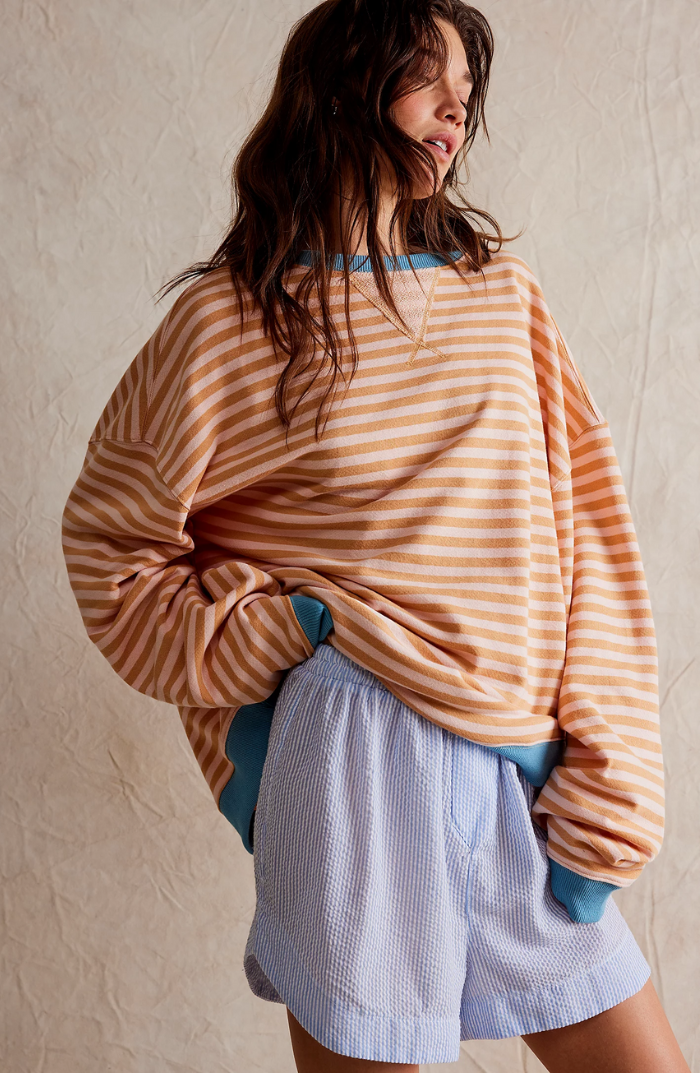 Kaja Dame Sweater | Stribet Crewneck til Forår, Afslappet Pasform 3