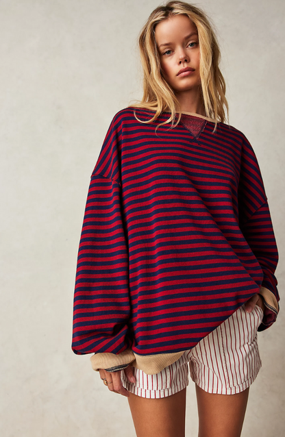 Kaja Dame Sweater | Stribet Crewneck til Forår, Afslappet Pasform 4