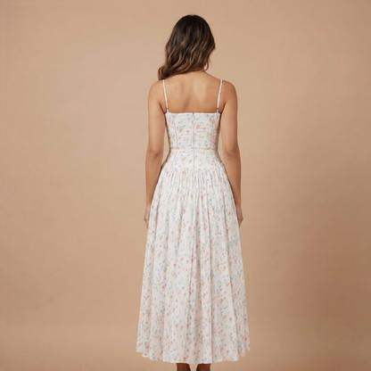 Kira Floral Midi-kjole | Kvinders Bryllupsgæst, Lige Hals 3