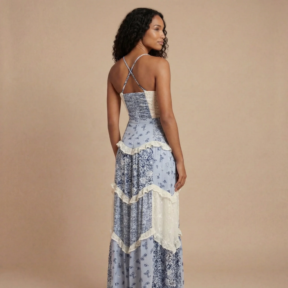 Kira Maxi Kjole | Blomstret, V-hals, Justerbare Stropper 3