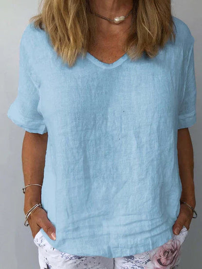 Kira Sommer T-shirt | V-hals, Åndbart Stof til Kvinder 3