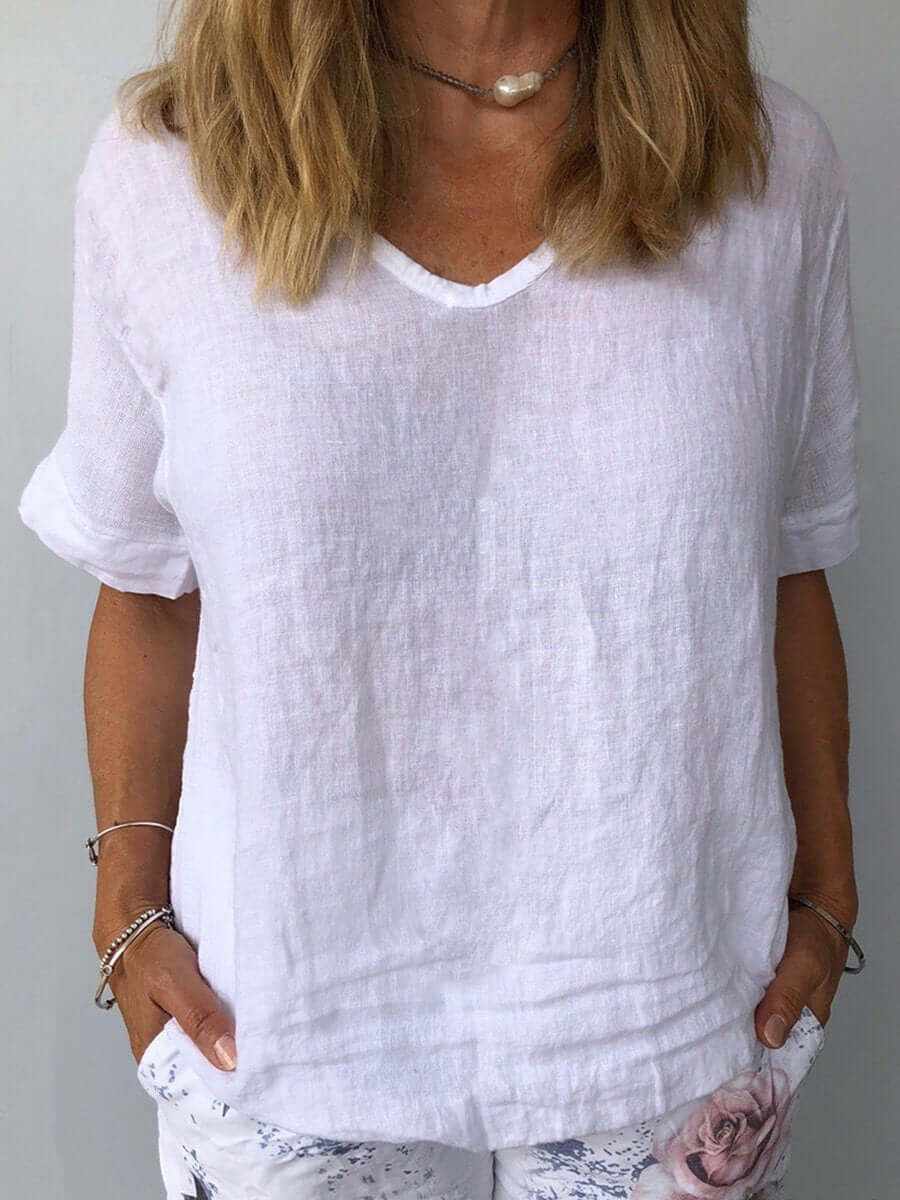 Kira Sommer T-shirt | V-hals, Åndbart Stof til Kvinder 4