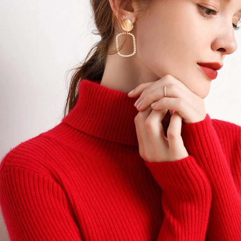 Rosa | Rib-knit turtleneck blouse with a close fit