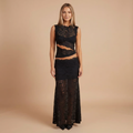 Klara Cocktail Set | Elegant Lace Maxi Skirt with High Neck Top