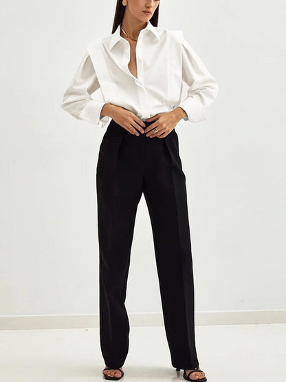 Klara Klassisk Bluse | Polyester, Lige Pasform, Krave 2