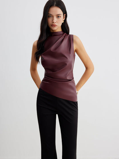 Lina Tanktop | Imiteret Læder, Ærmeløs, Let Stretch 1