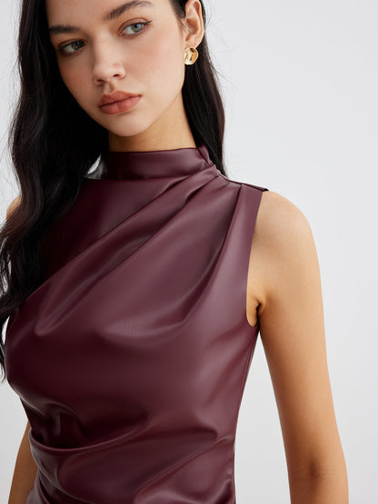 Lina Tanktop | Imiteret Læder, Ærmeløs, Let Stretch 4