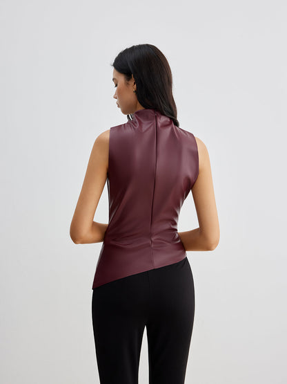 Lina Tanktop | Imiteret Læder, Ærmeløs, Let Stretch 5