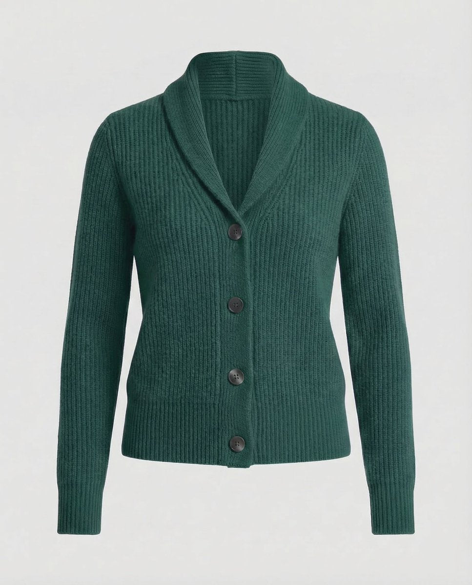 Liora Cardigan Dame | Ribstrikket, Revers-krave, Knaplukning 0