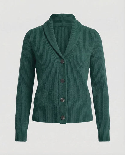 Liora Cardigan Dame | Ribstrikket, Revers-krave, Knaplukning 0