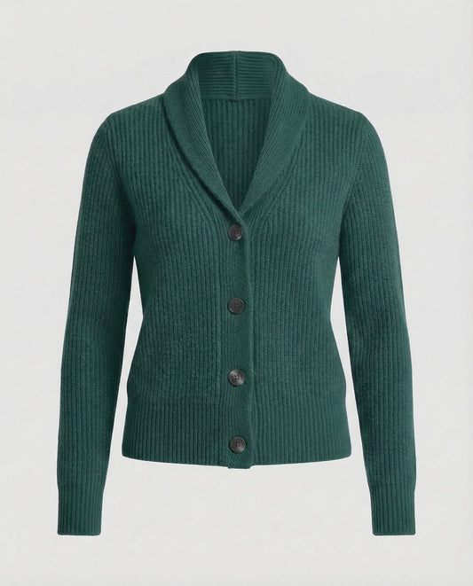 Liora Cardigan Dame | Ribstrikket, Revers-krave, Knaplukning 0
