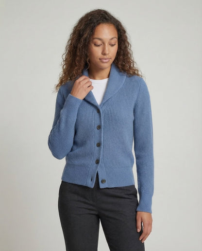 Liora Cardigan Dame | Ribstrikket, Revers-krave, Knaplukning 2