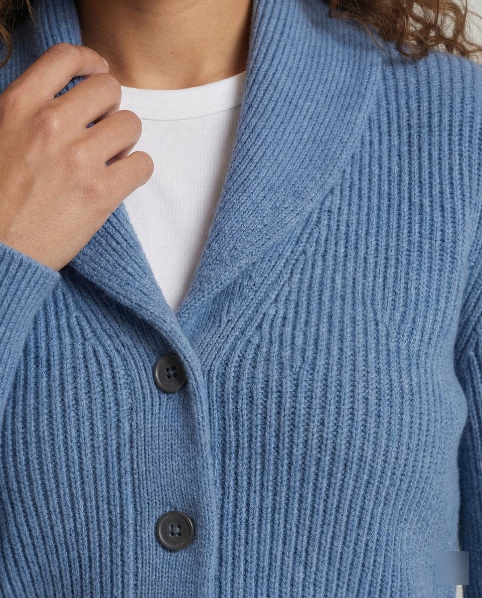 Liora Cardigan Dame | Ribstrikket, Revers-krave, Knaplukning 3