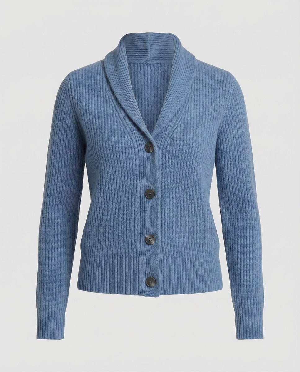 Liora Cardigan Dame | Ribstrikket, Revers-krave, Knaplukning 5