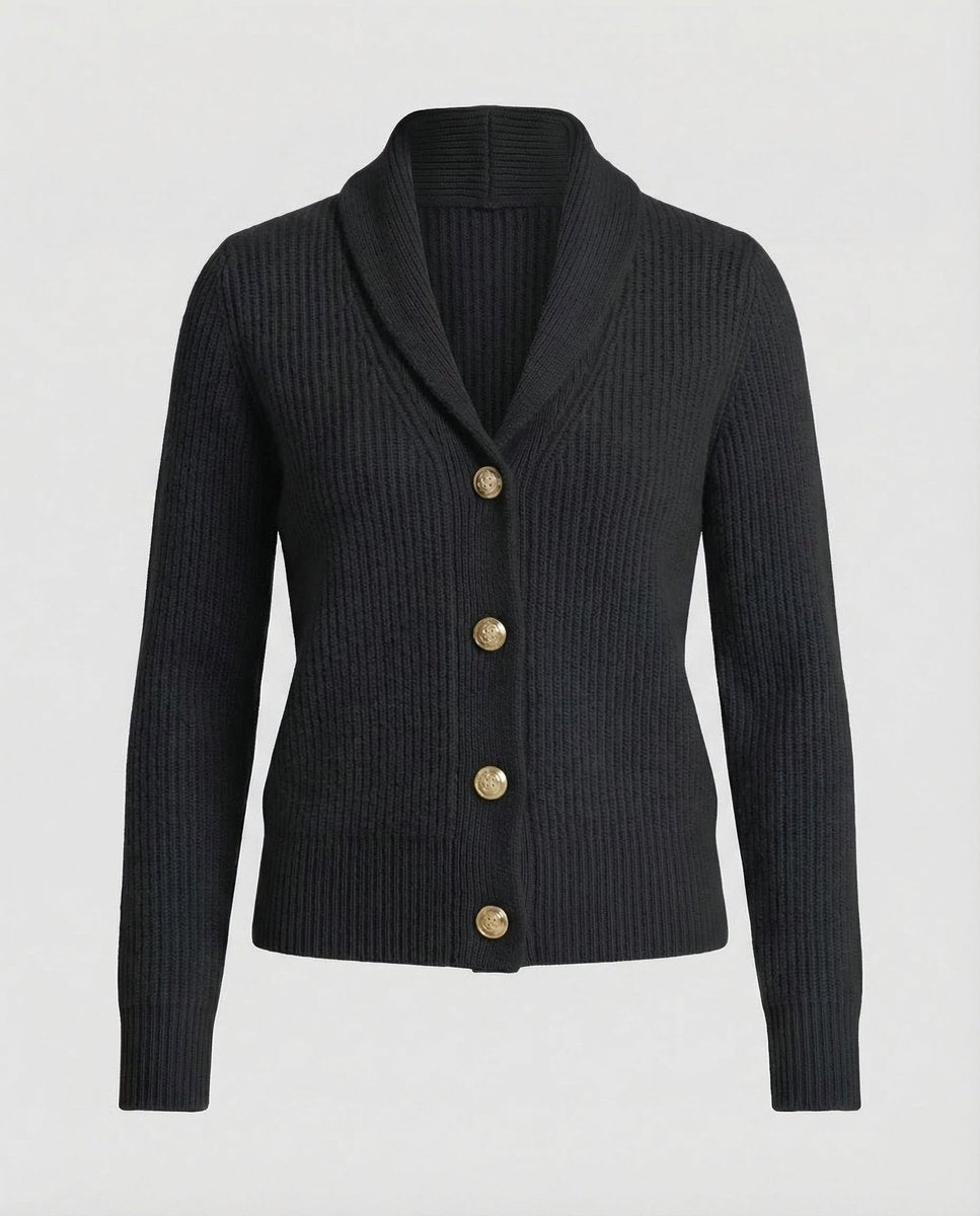 Liora Cardigan Dame | Ribstrikket, Revers-krave, Knaplukning 6