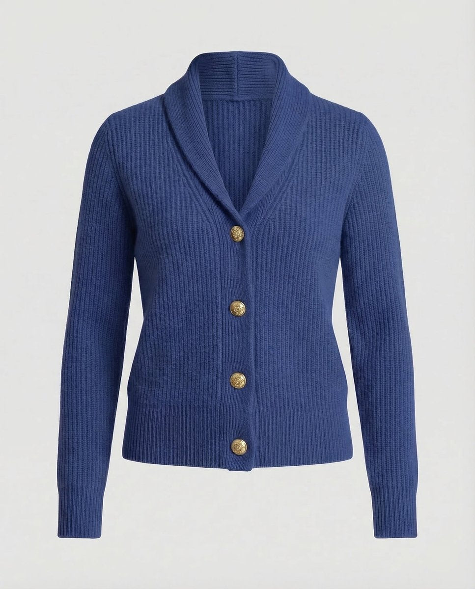 Liora Cardigan Dame | Ribstrikket, Revers-krave, Knaplukning 7