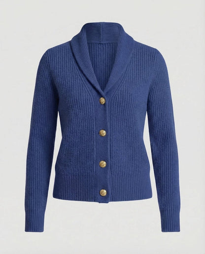 Liora Cardigan Dame | Ribstrikket, Revers-krave, Knaplukning 7