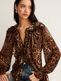 Liora Chiffonbluse | Leopardprint, Flæseudskæring