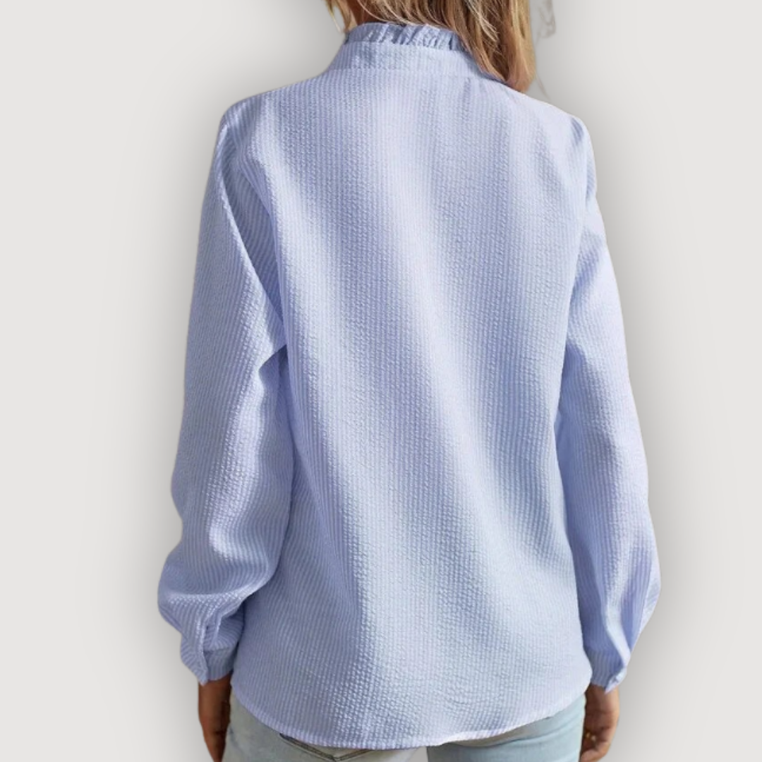 Livia Bluse | Flæsedetaljer, Button-Down, Langærmet 1
