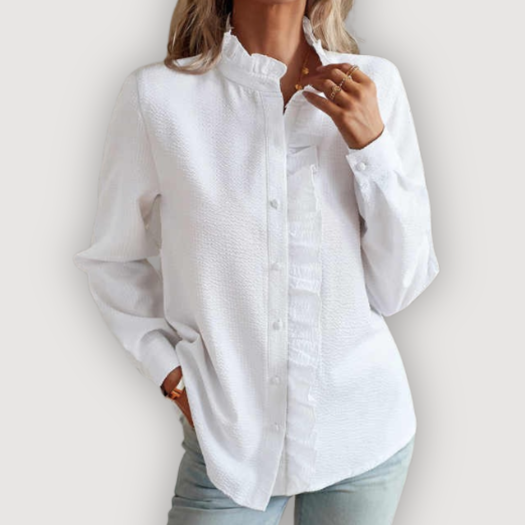 Livia Bluse | Flæsedetaljer, Button-Down, Langærmet 2