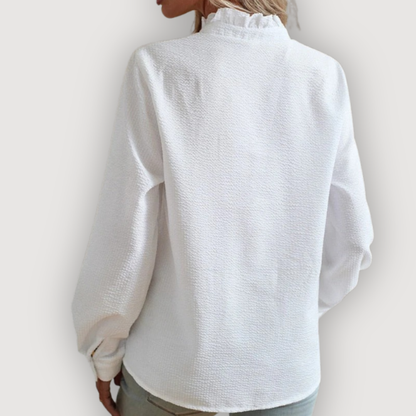Livia Bluse | Flæsedetaljer, Button-Down, Langærmet 3