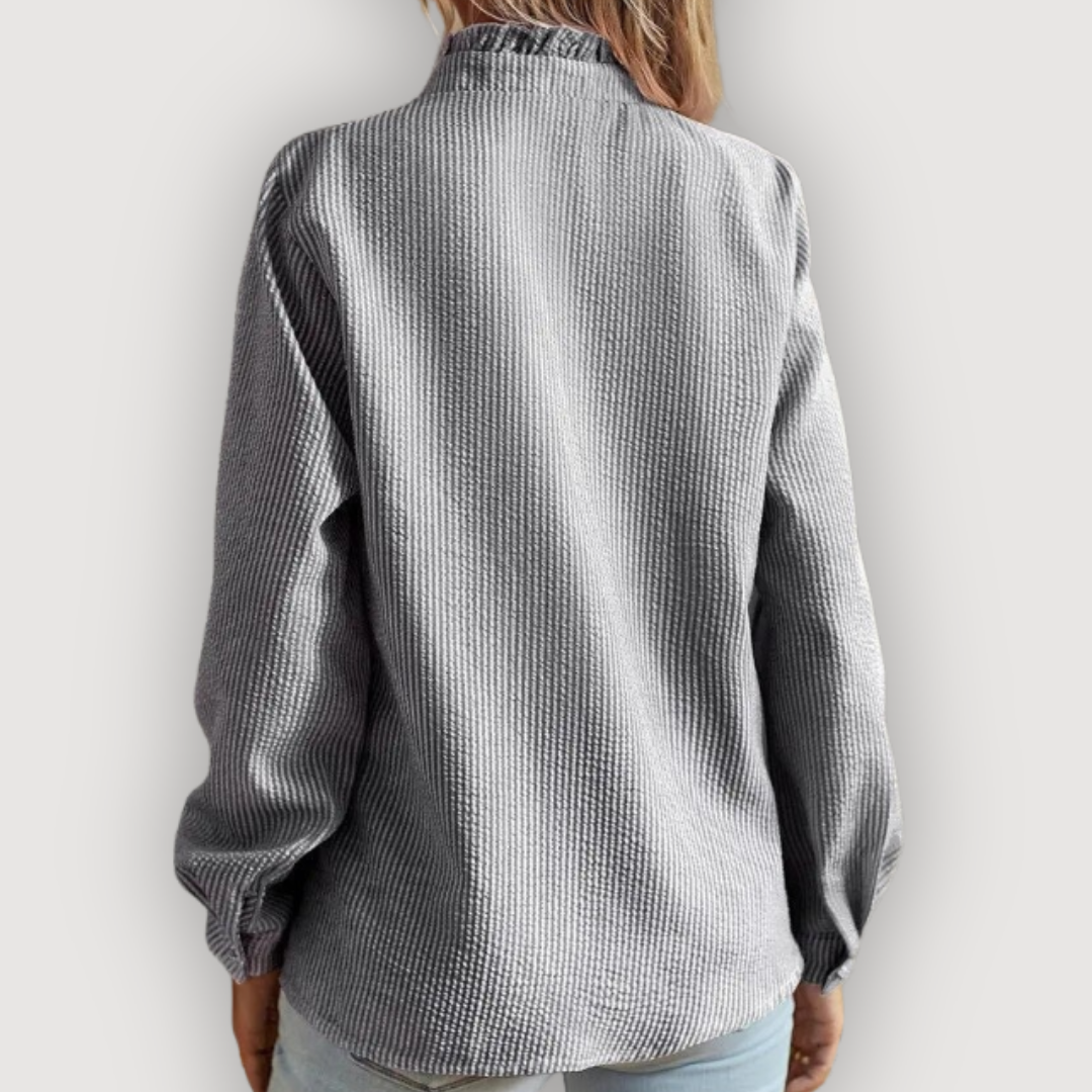 Livia Bluse | Flæsedetaljer, Button-Down, Langærmet 5