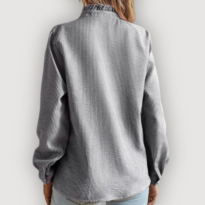 Livia Bluse | Flæsedetaljer, Button-Down, Langærmet 5