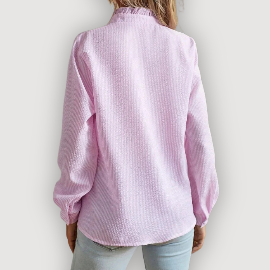 Livia Bluse | Flæsedetaljer, Button-Down, Langærmet 7