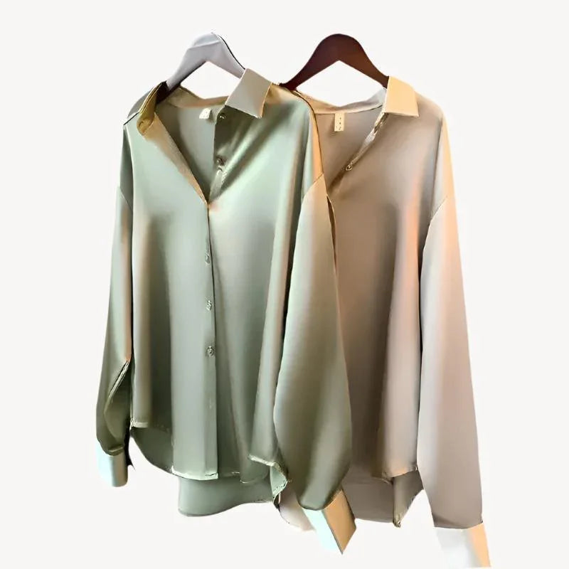 Livia Langærmet Bluse | Button-Down, Hi-Lo Søm 1