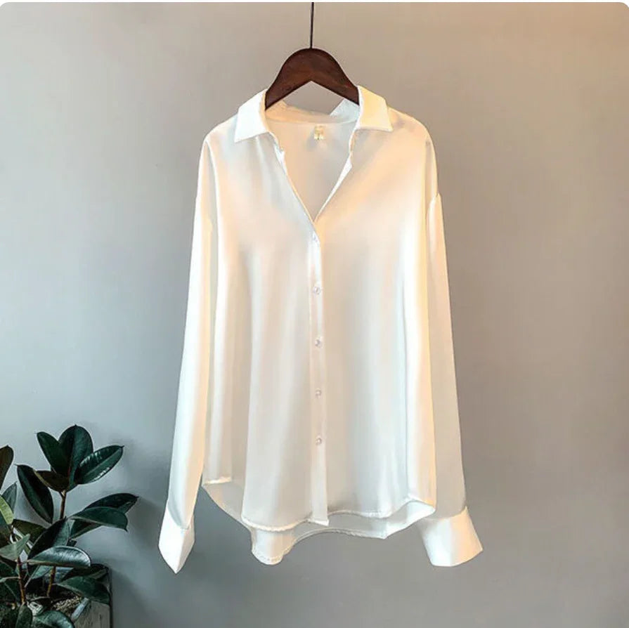 Livia Langærmet Bluse | Button-Down, Hi-Lo Søm 3