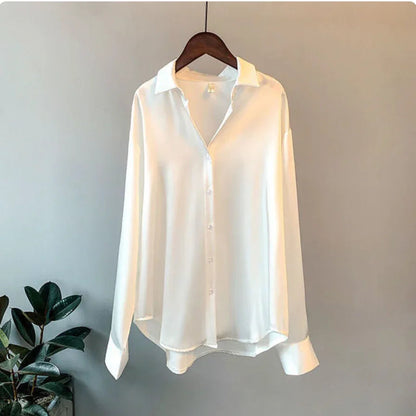 Livia Langærmet Bluse | Button-Down, Hi-Lo Søm 3