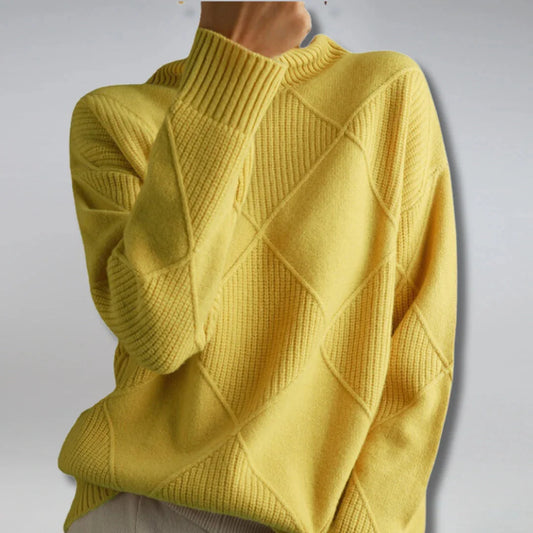 Lilly | Knitted Roll Neck Sweater with Diamond Pattern