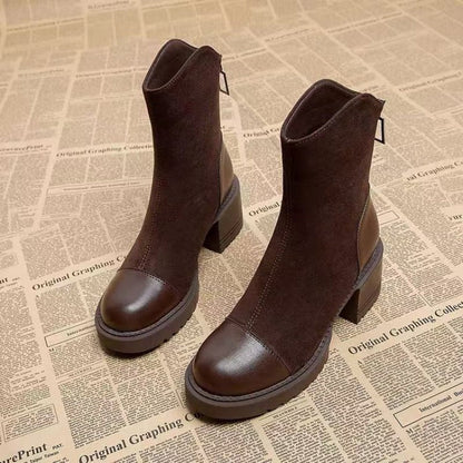 Luna Ankelstøvler Dame | Chunky Blokhæl, Lynlås, Mid-Calf 2