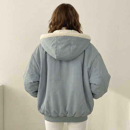 Luna Bomber Jakke Dame | Vendbar, Oversize Teddy Design, Hætte 1