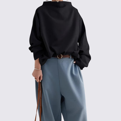 Luna Oversize Bluse | Langærmet, Mock Neck Design 1