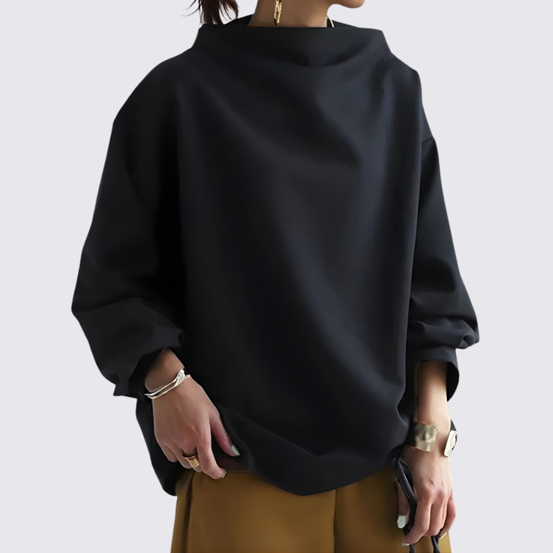 Luna Oversize Bluse | Langærmet, Mock Neck Design 2