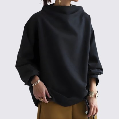Luna Oversize Bluse | Langærmet, Mock Neck Design 2