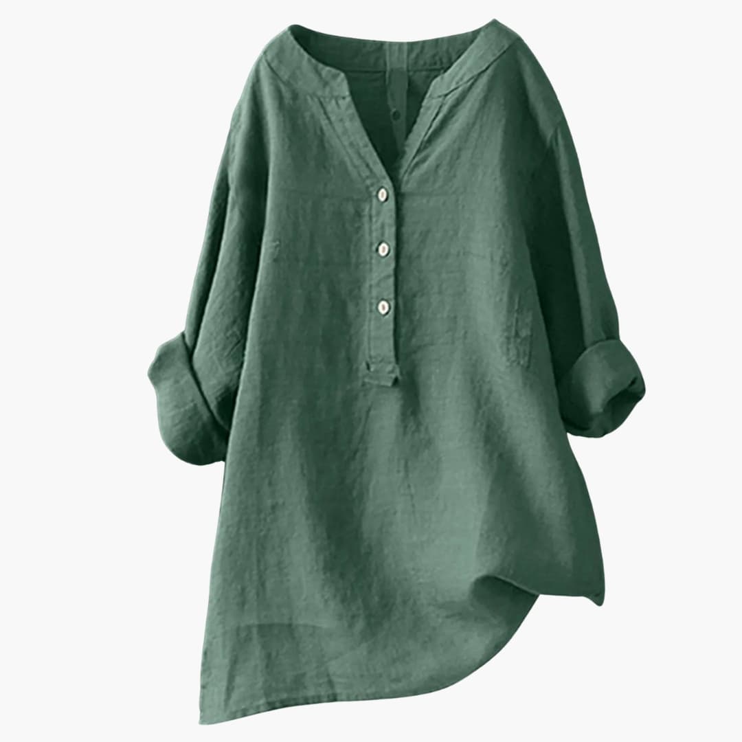 Luna Skjorte Dame | Langærmet, Hi-Low Design, V-Udskæring 0