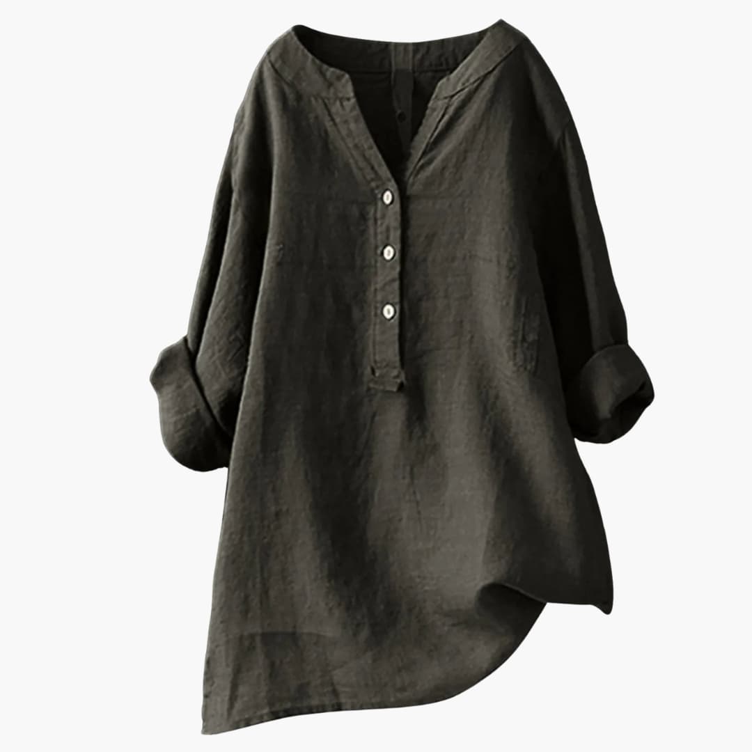 Luna Skjorte Dame | Langærmet, Hi-Low Design, V-Udskæring 1