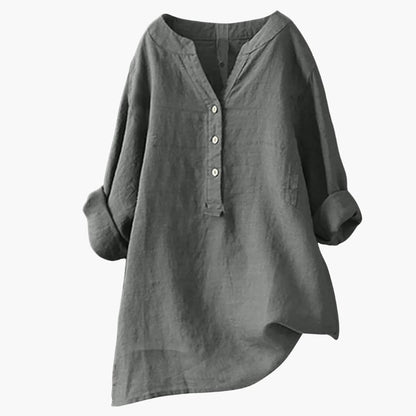Luna Skjorte Dame | Langærmet, Hi-Low Design, V-Udskæring 3