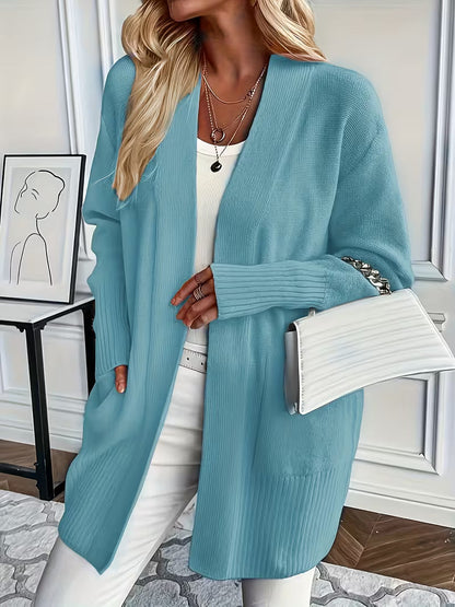 Luna Strik Cardigan | Åben Front, Mellemlang, Ribkanter 1