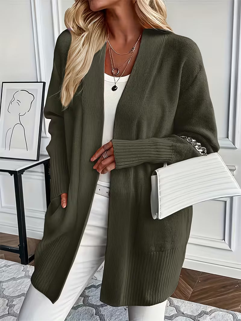 Luna Strik Cardigan | Åben Front, Mellemlang, Ribkanter 2