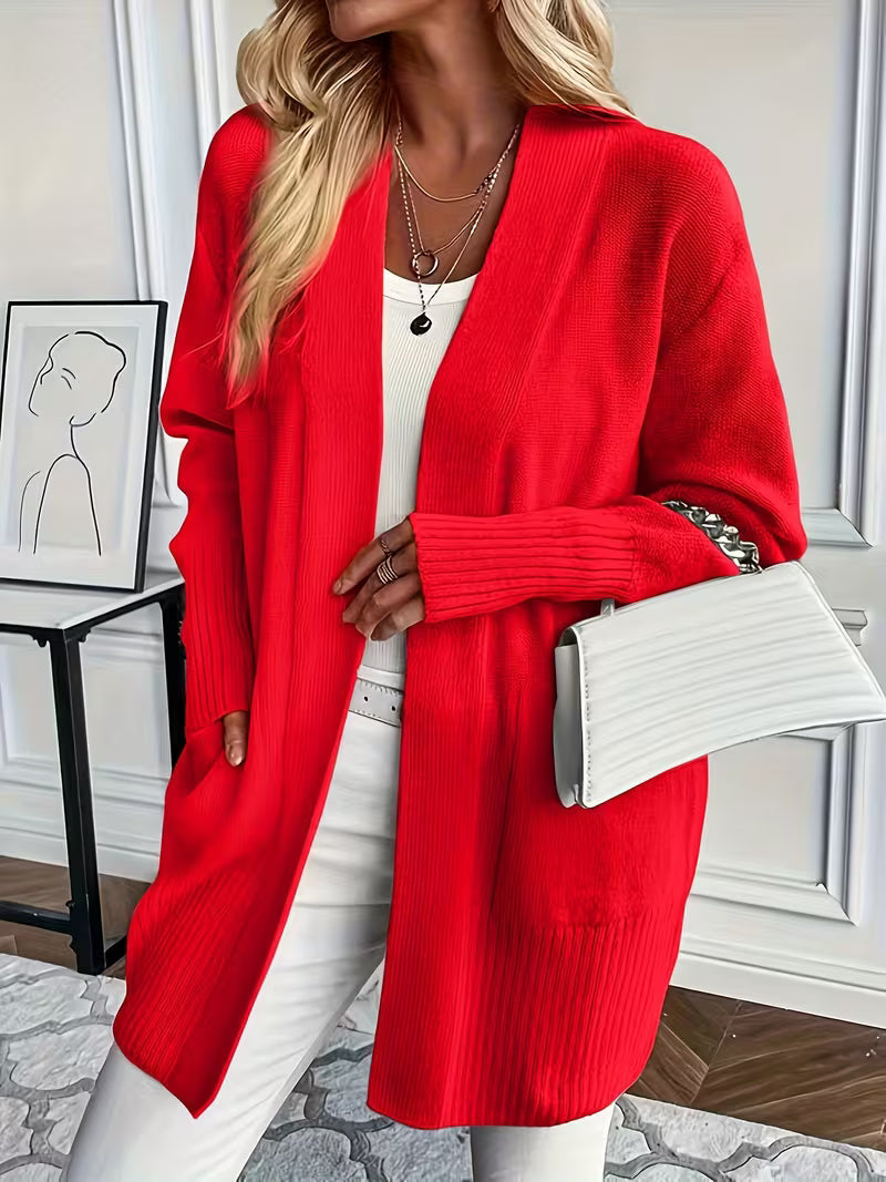 Luna Strik Cardigan | Åben Front, Mellemlang, Ribkanter 4