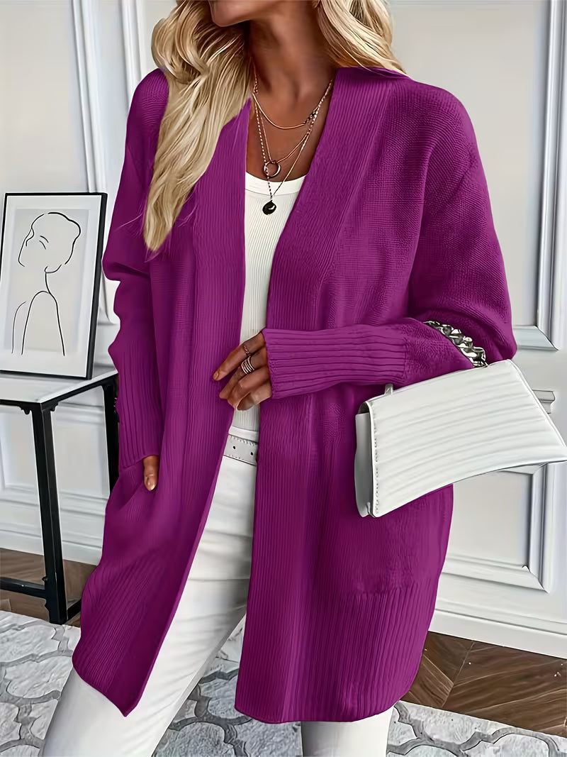 Luna Strik Cardigan | Åben Front, Mellemlang, Ribkanter 6