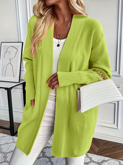 Luna Strik Cardigan | Åben Front, Mellemlang, Ribkanter 7