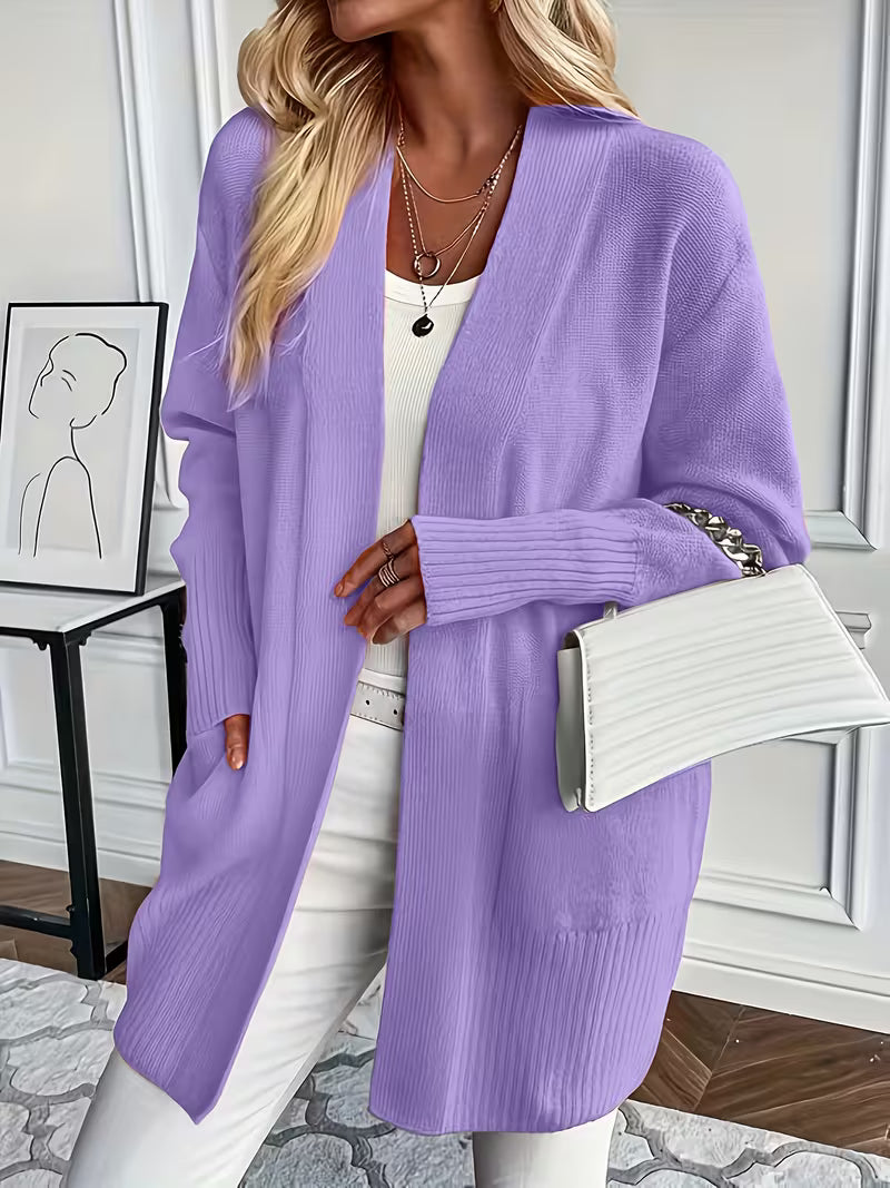 Luna Strik Cardigan | Åben Front, Mellemlang, Ribkanter 8