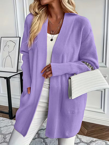 Luna Strik Cardigan | Åben Front, Mellemlang, Ribkanter 8
