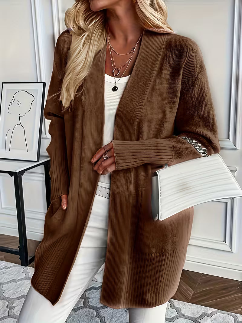 Luna Strik Cardigan | Åben Front, Mellemlang, Ribkanter 9